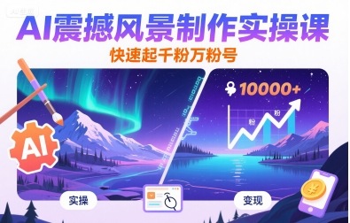 AI震撼风景制作实操课，快速起千粉万粉号-chywc