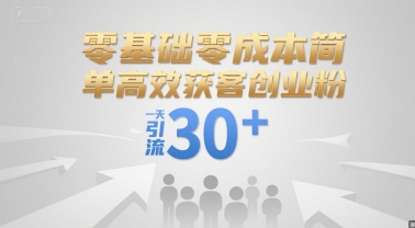 零基础零成本简单高效获客创业粉，一天引流30+-chywc