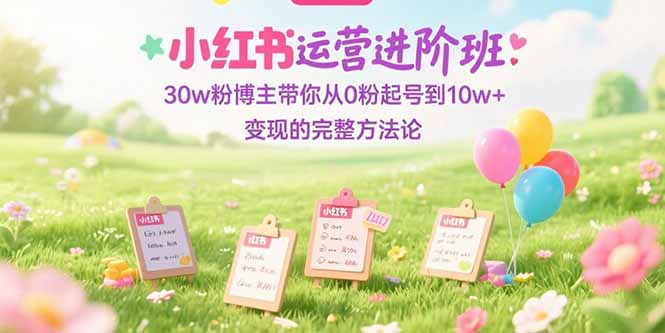 小红书运营进阶班：30w粉博主带你从0粉起号到10w+变现的完整方法论-chywc