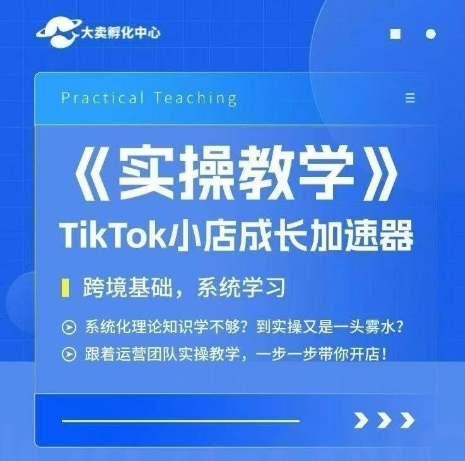大卖家孵化中心TikTok实操课，TikTok小店成长加速器，跨境基础系统学习，一步一步带你开店-chywc