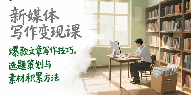 新媒体写作变现课，爆款文章写作技巧，选题策划与素材积累方法-chywc