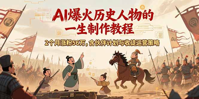 AI历史人物赛道课程，2个月涨粉56万，含伙伴计划与收徒运营策略-chywc
