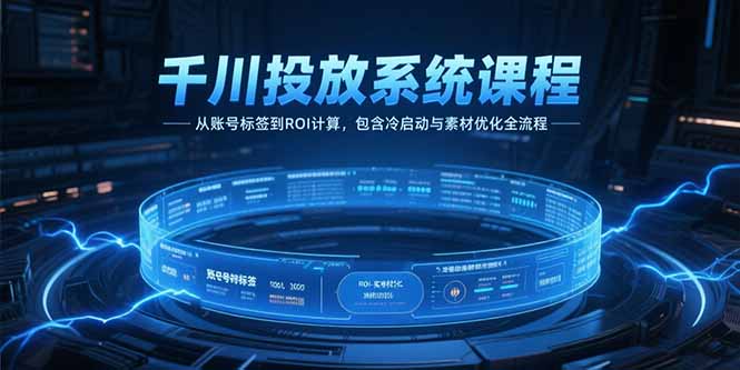 千川投放系统课程，从账号标签到ROI计算，包含冷启动与素材优化全流程-chywc