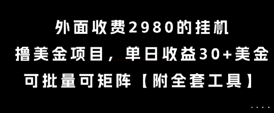 外面收费2980的挂G撸美金项目，单日收益30+美金，可批量可矩阵【揭秘】-chywc