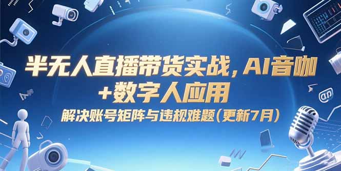 半无人直播带货实战，AI音咖+数字人应用 解决账号矩阵与违规难题(更新7月-chywc