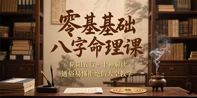 零基础八字命理课，阴阳五行+十神解读，通俗易懂拒绝假大空教学-chywc