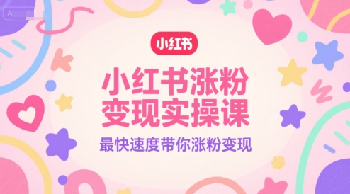 小红书涨粉变现实操课，最快速度带你涨粉变现-chywc