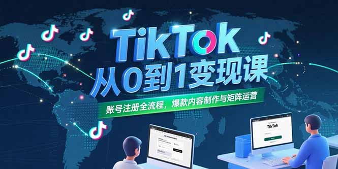 TikTok从0到1变现课，账号注册全流程，爆款内容制作与矩阵运营-chywc