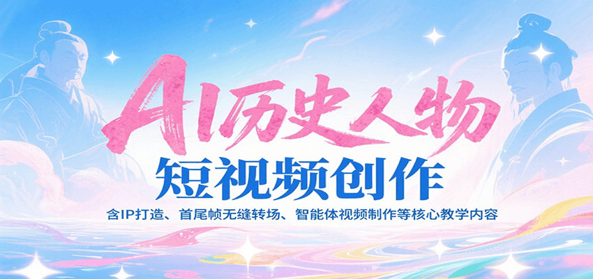 AI历史人物短视频创作，含IP打造、首尾帧无缝转场、智能体视频制作等核心教学内容-chywc