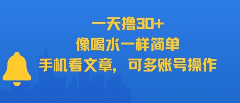 一天撸30+，像喝水一样简单，手机看文章，可多账号操作-chywc