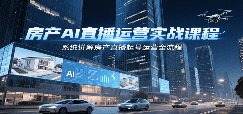 房产AI直播运营实战课程，系统讲解房产直播起号运营全流程-chywc