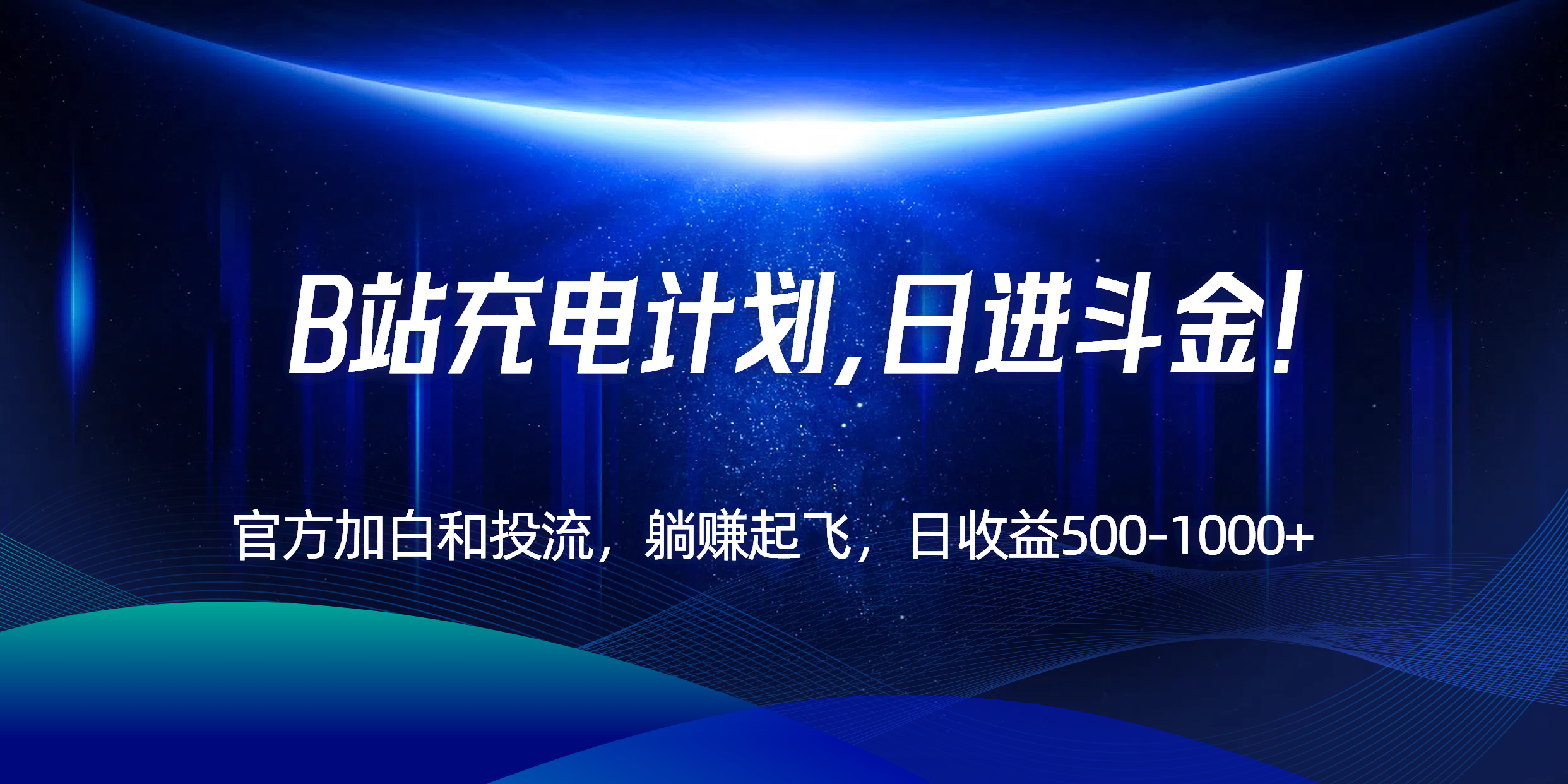 B站充电计划，官方加白和投流，躺赚起飞，日收益500-1000+！-chywc