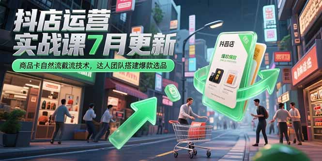 抖店运营实战课7月更新，商品卡自然流截流技术，达人团队搭建爆款选品-chywc