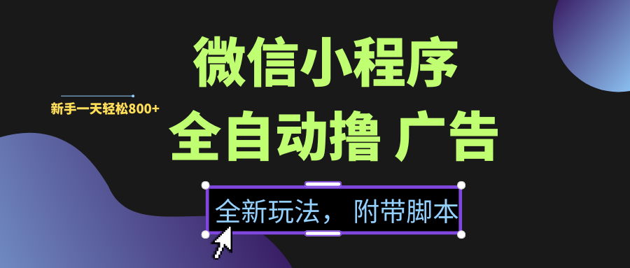 微信小程序挂机撸广告，全新玩法，新手一天轻松800+【附带脚本】-chywc