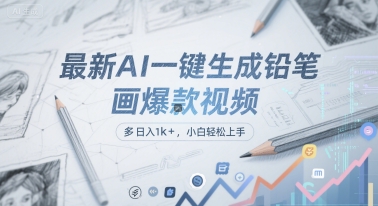 最新AI一键生成铅笔画爆款视频，多平台分发，日 入1k+，小白轻松上手【揭秘】-chywc