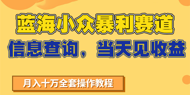 蓝海小众暴利赛道，信息查询，当天见收益，不讲玄学，7天搞了2万+-chywc