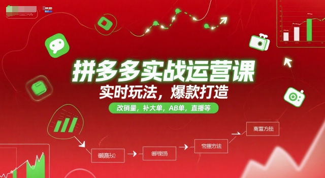 拼多多实战运营课，实时玩法，爆款打造，改销量，补大单，AB单，直播等(更新2025月)-chywc