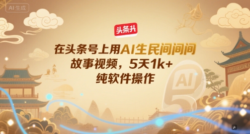 在头条号上用AI生民间故事视频，5天1k+，纯软件操作-chywc
