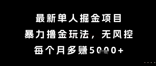 最新单人掘金项目，暴力撸金玩法，无风控，每个月多挣5k+【揭秘】-chywc