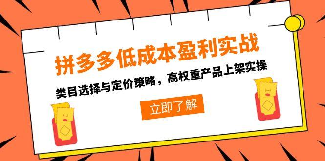 拼多多低成本盈利实战，类目选择与定价策略，高权重产品上架实操-chywc