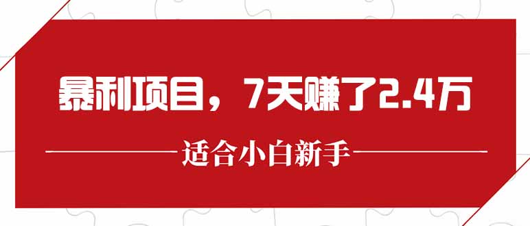 最新暴利项目，每单收益轻松在300以上，7天赚了2.4万-chywc