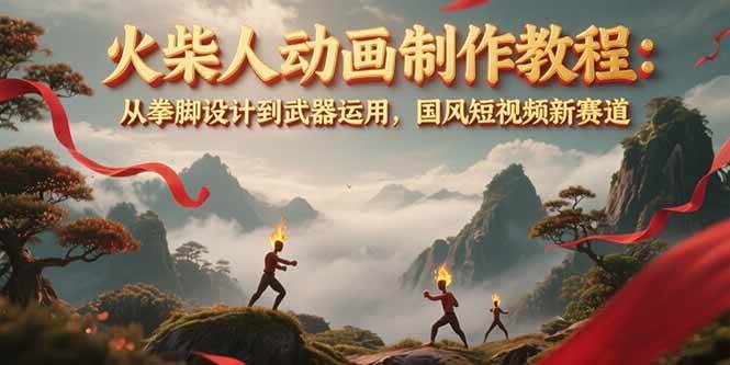 火柴人动画制作教程：从拳脚设计到武器运用，国风短视频新赛道-chywc