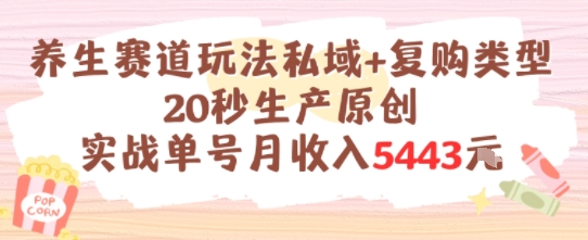 养生赛道玩法私域+复购类型，20秒生产原创实战单号月收入5k+-chywc