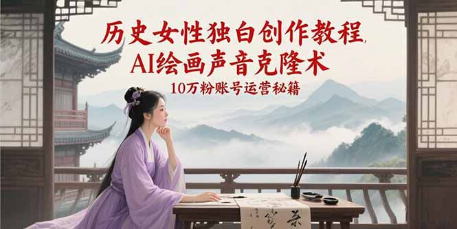 历史女性独白创作教程，AI绘画声音克隆术，10万粉账号运营秘籍-chywc