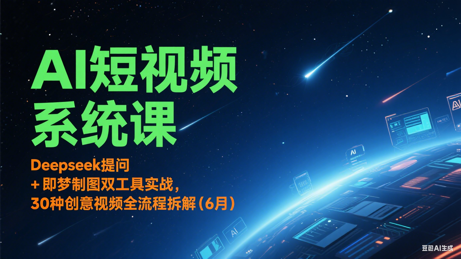 AI短视频系统课：Deepseek提问 + 即梦制图双工具实战，30种创意视频全流程拆解(6月)-chywc