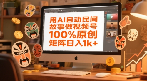 用AI自动民间故事做视频号，100%原创，矩阵日入1k+-chywc