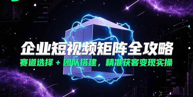 企业短视频矩阵全攻略，赛道选择+团队搭建，精准获客变现实操-chywc