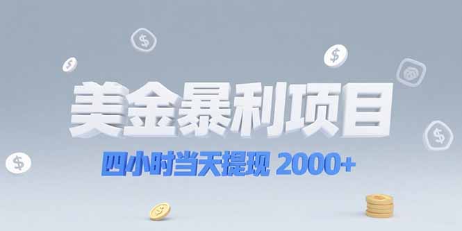 美金暴利项目，四小时当天提现 2000+机会留给会选赛道的人-chywc