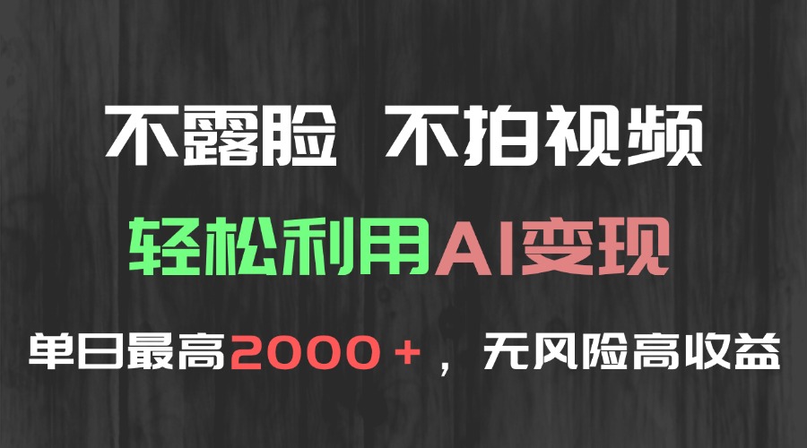 不露脸，不拍视频，轻松利用AI变现，单日最高2000＋，无风险高利润-chywc