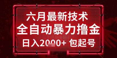 六月最新技术全自动暴力撸金，稳定日入2k+包起号，长期稳定【揭秘】-chywc