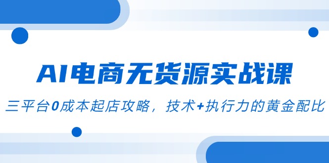 AI电商无货源实战课，三平台0成本起店攻略，技术+执行力的黄金配比-chywc