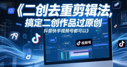 短视频二创去重剪辑法，搞定二创作品过原创，抖音快手视频号都可以-chywc