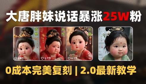 AI大唐胖贵妃说话2.0，40条视频暴涨40w粉，附独家变现攻略-chywc