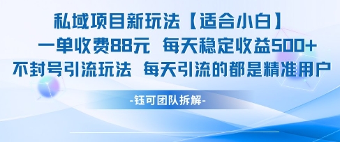 私域项目新玩法【适合小白】 一单收费88.每天稳定收益几张-chywc