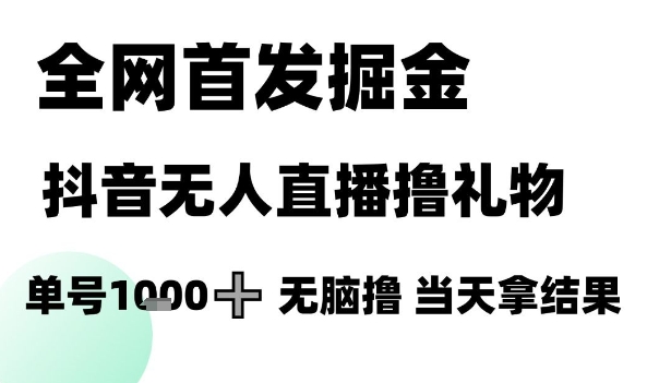 全网首发掘金抖音无人直播撸礼物，单号1k +无脑撸，当天拿结果【揭秘】-chywc