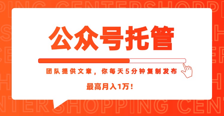 【公众号托管 】我提供文章，你每天５分钟复制发布，最高月入1W-chywc