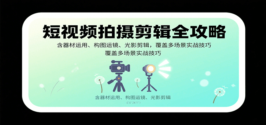 短视频拍摄剪辑全攻略：含器材运用、构图运镜、光影剪辑，覆盖多场景实战技巧-chywc