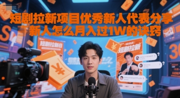 短剧拉新项目优秀新人代表分享新人怎么月入过1W的诀窍-chywc