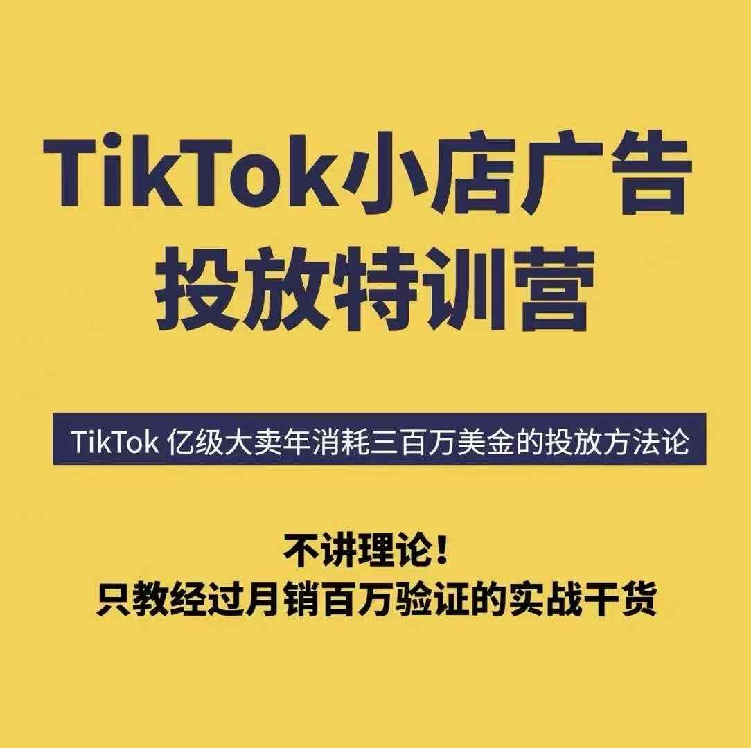 TikTok小店广告投放特训营，6天破局计划专治各种“投不动”，教你经过月销百万验证的实战干货-chywc