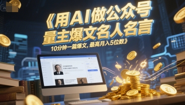 用AI做公众号流量主爆文名人名言，10分钟一篇爆文，最高月入5位数-chywc