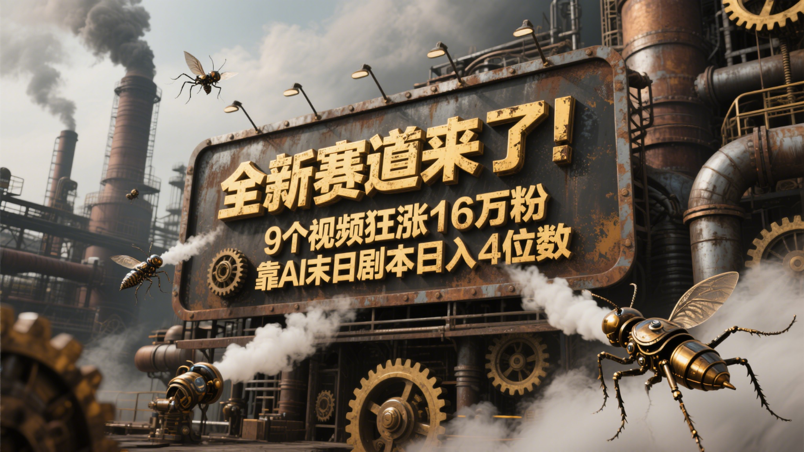 全新赛道来了！9个视频狂涨16万粉，靠AI末日剧本日入4位数，评论区爆肝追更！-chywc