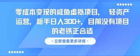 零成本变现的咸鱼虚拟项目， 轻资产运营，新手日入3张+，目前没有项目的老铁正合适-chywc
