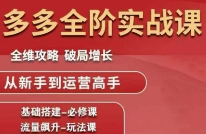 拼多多全阶实战课程，全维攻略，破局增长，从新手到运营高手-chywc