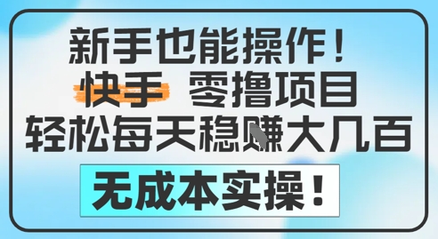新手也能操作，快手零撸挣米，轻松每天挣2-5张，完全无成本-chywc