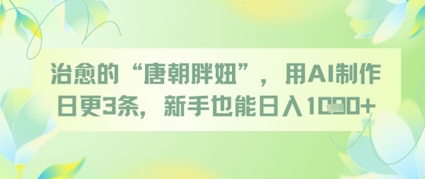 治愈的“唐朝胖妞”，用AI制作日更3条，新手也能日入多张-chywc