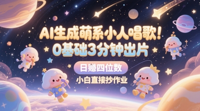 AI生成萌系小人唱歌，0基础3分钟出片，28个作品涨粉8.9W，单条最高19W赞，日入四位数，小白直接抄作业-chywc